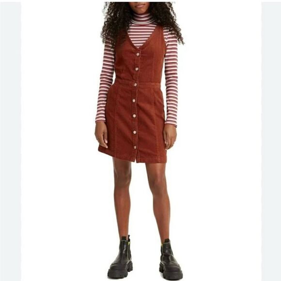 Levi's corduroy rust color mini button down dress, XS, NWT - Picture 1 of 7